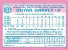 1991 Topps Micro #153 Bryan Harvey Back