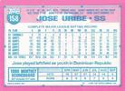 1991 Topps Micro #158 Jose Uribe Back