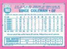 1991 Topps Micro #160 Vince Coleman Back
