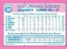 1991 Topps Micro #167 Randy Tomlin Back