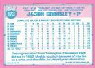 1991 Topps Micro #173 Jason Grimsley Back