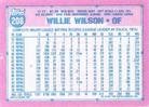 1991 Topps Micro #208 Willie Wilson Back