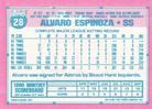 1991 Topps Micro #28 Alvaro Espinoza Back