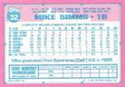 1991 Topps Micro #32 Mike Simms Back