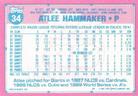 1991 Topps Micro #34 Atlee Hammaker Back