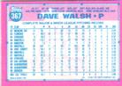 1991 Topps Micro #367 Dave Walsh Back