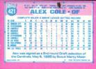 1991 Topps Micro #421 Alex Cole Back