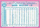 1991 Topps Micro #50 Bob Welch Back