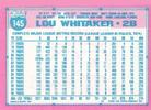 1991 Topps Micro #145 Lou Whitaker Back