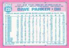 1991 Topps Micro #235 Dave Parker Back