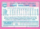 1991 Topps Micro #264 Dave Hollins Back