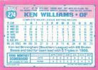 1991 Topps Micro #274 Ken Williams Back