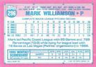 1991 Topps Micro #296 Mark Williamson Back