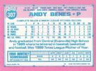 1991 Topps Micro #307 Andy Benes Back