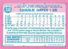 1991 Topps Micro #312 Charlie Hayes Back