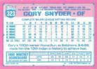 1991 Topps Micro #323 Cory Snyder Back