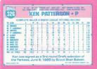 1991 Topps Micro #326 Ken Patterson Back