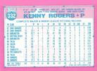 1991 Topps Micro #332 Kenny Rogers Back