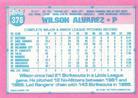 1991 Topps Micro #378 Wilson Alvarez Back