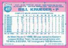 1991 Topps Micro #417 Bill Krueger Back