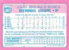 1991 Topps Micro #467 Dennis Cook Back
