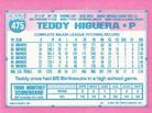 1991 Topps Micro #475 Teddy Higuera Back