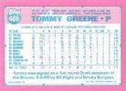 1991 Topps Micro #486 Tommy Greene Back