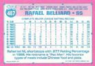 1991 Topps Micro #487 Rafael Belliard Back