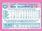1991 Topps Micro #497 Ben McDonald Back