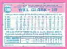 1991 Topps Micro #500 Will Clark Back
