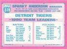 1991 Topps Micro #519 Sparky Anderson Back