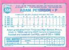 1991 Topps Micro #559 Adam Peterson Back