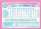 1991 Topps Micro #587 Jose Offerman Back