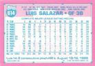 1991 Topps Micro #614 Luis Salazar Back