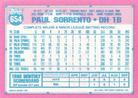 1991 Topps Micro #654 Paul Sorrento Back