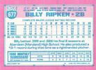 1991 Topps Micro #677 Billy Ripken Back