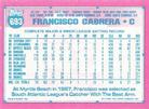 1991 Topps Micro #693 Francisco Cabrera Back