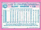 1991 Topps Micro #710 Kent Hrbek Back