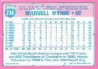 1991 Topps Micro #714 Marvell Wynne Back