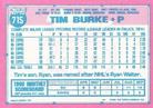 1991 Topps Micro #715 Tim Burke Back