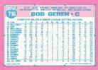 1991 Topps Micro #716 Bob Geren Back
