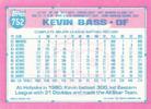1991 Topps Micro #752 Kevin Bass Back