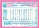 1991 Topps Micro #755 Mark Langston Back