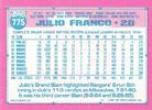 1991 Topps Micro #775 Julio Franco Back