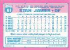 1991 Topps Micro #61 Stan Javier Back