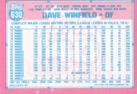 1991 Topps Micro #630 Dave Winfield Back