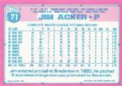 1991 Topps Micro #71 Jim Acker Back