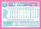 1991 Topps Micro #73 Craig Worthington Back
