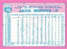 1991 Topps Micro #75 Jack Morris Back