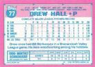 1991 Topps Micro #77 Drew Hall Back